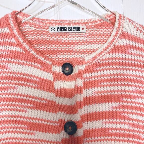 Ciao Lucia Varese Cotten Jacquard-Knit Cardigan in Blush Size Small - Picture 7 of 15